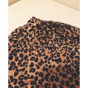 Leopard Print Split Front Wrap Skirt (Satin)